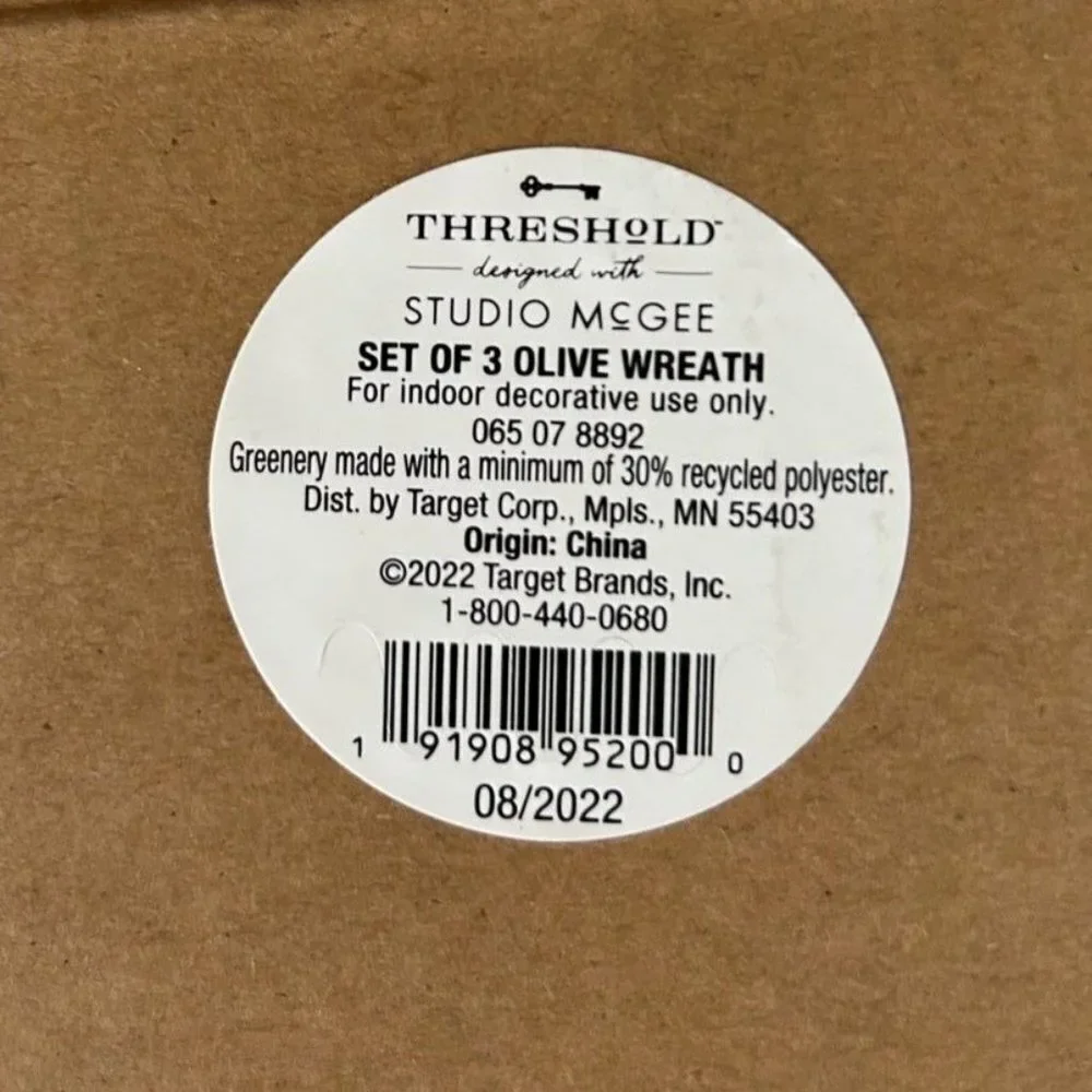 Threshold Studio McGee Set of 3 Mini Olive Wreaths Easter Spring Target 2022 NIB